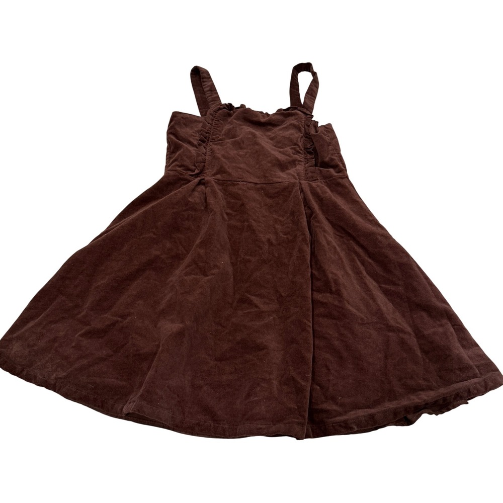 Janie and Jack Girls Brown Corduroy Jumper Dress Ruffle Pinafore Size 10